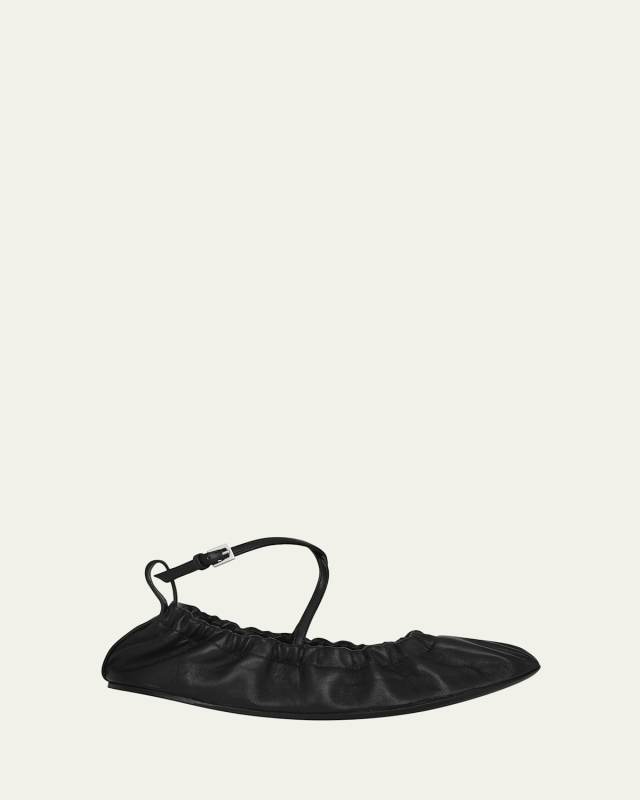Maia Lambskin Ankle-Strap Ballerina Flats